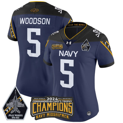 Women's Navy Midshipmen 2024 Commander-In-Chief's Trophy Champions Patch Vapor Limited Jersey - All Stitched