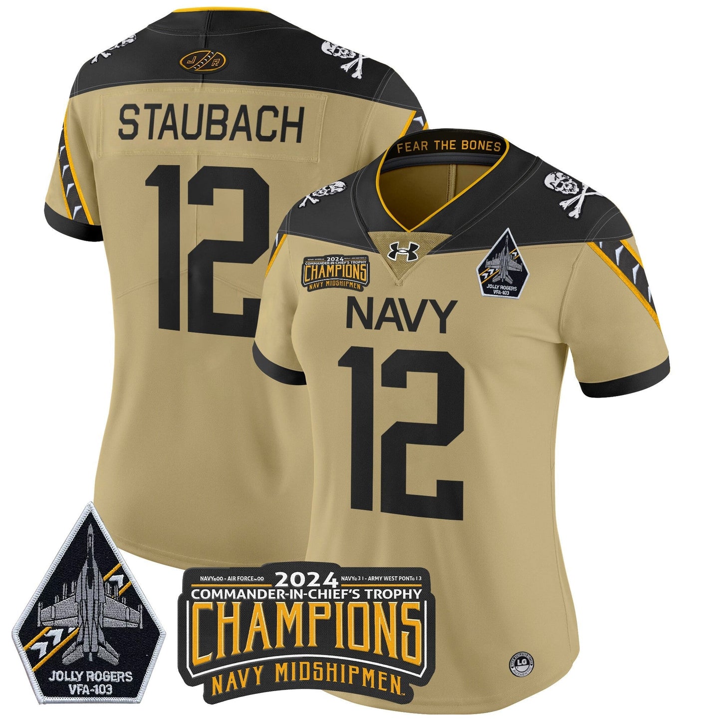 Women's Navy Midshipmen 2024 Commander-In-Chief's Trophy Champions Patch Vapor Limited Jersey - All Stitched