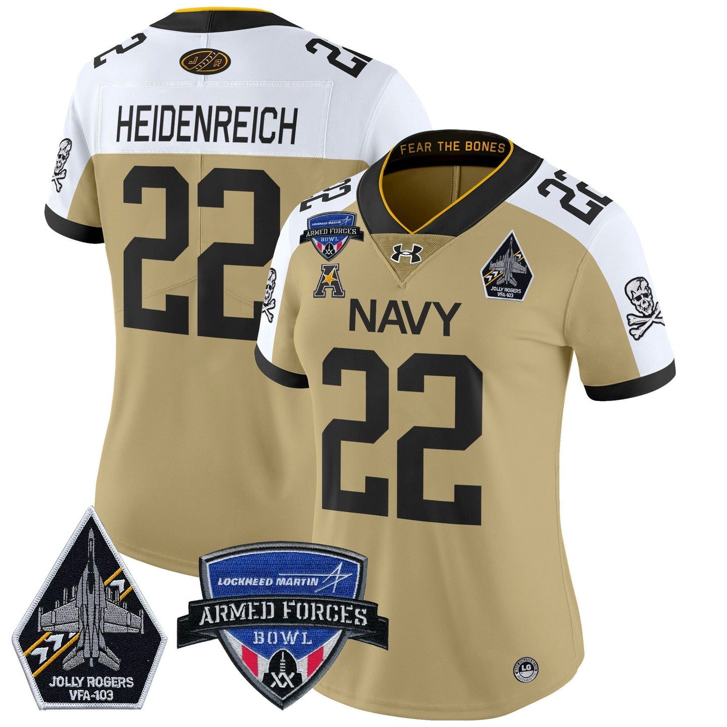 Women's Navy Midshipmen 2025 Armed Forces Bowl Patch Vapor Limited Jersey - All Stitched