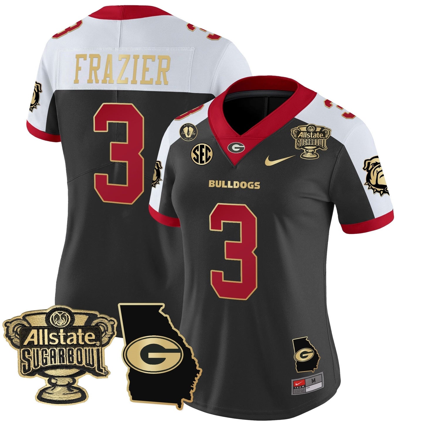 Women's UGA 2025 Sugar Bowl & Georgia Map Patch Vapor Limited Jersey - All Stitched