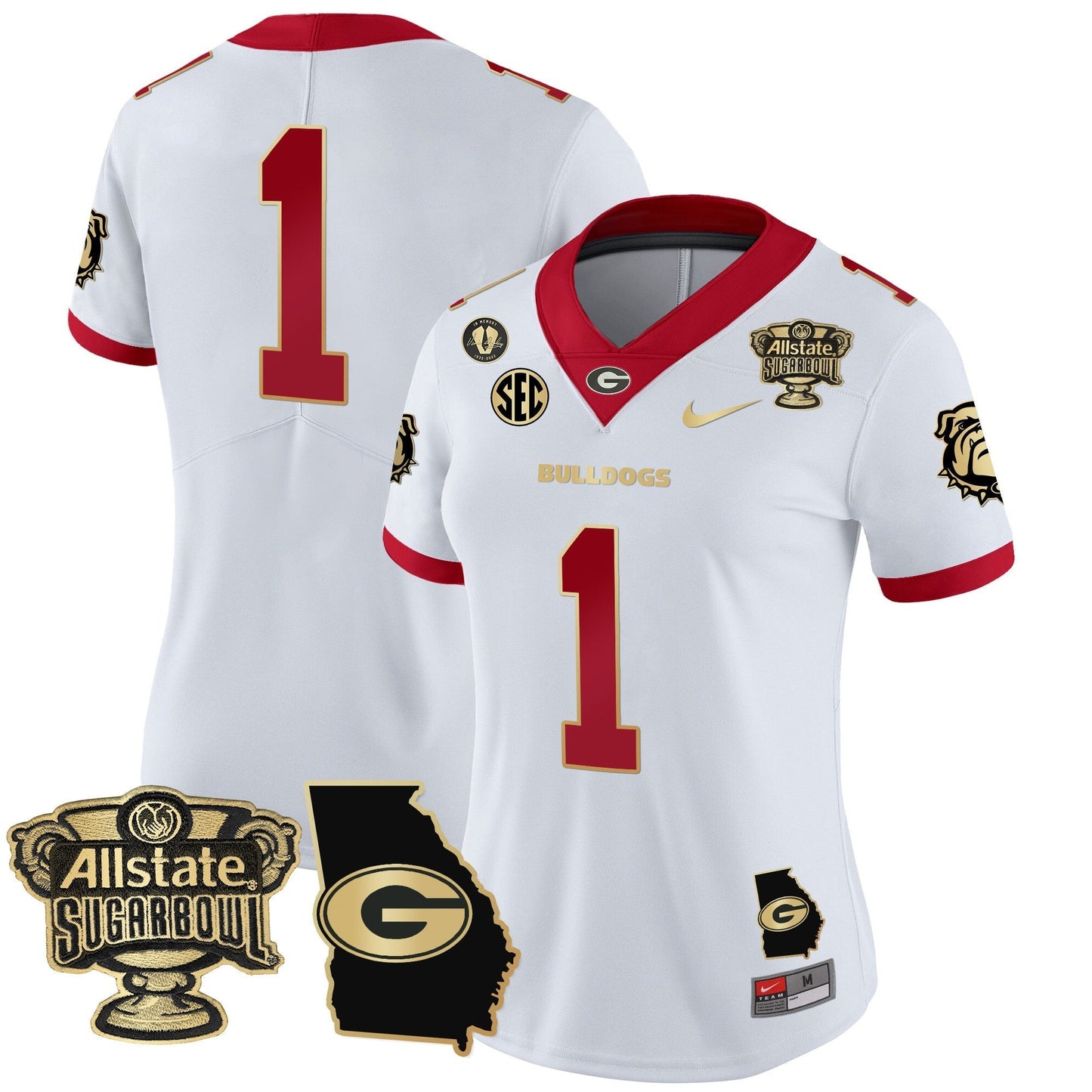 Women's UGA 2025 Sugar Bowl & Georgia Map Patch Vapor Limited Jersey - All Stitched