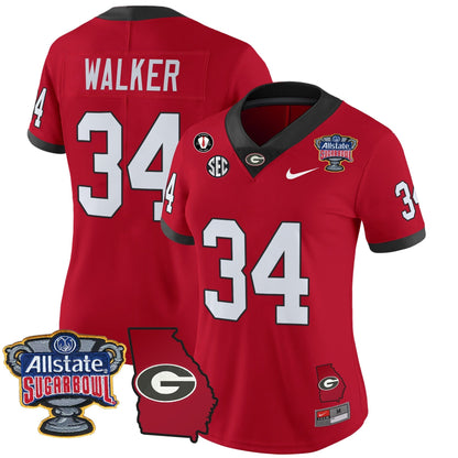 Women's UGA 2025 Sugar Bowl & Georgia Map Patch Vapor Limited Jersey - All Stitched
