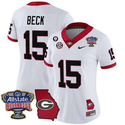 Women's UGA 2025 Sugar Bowl & Georgia Map Patch Vapor Limited Jersey - All Stitched