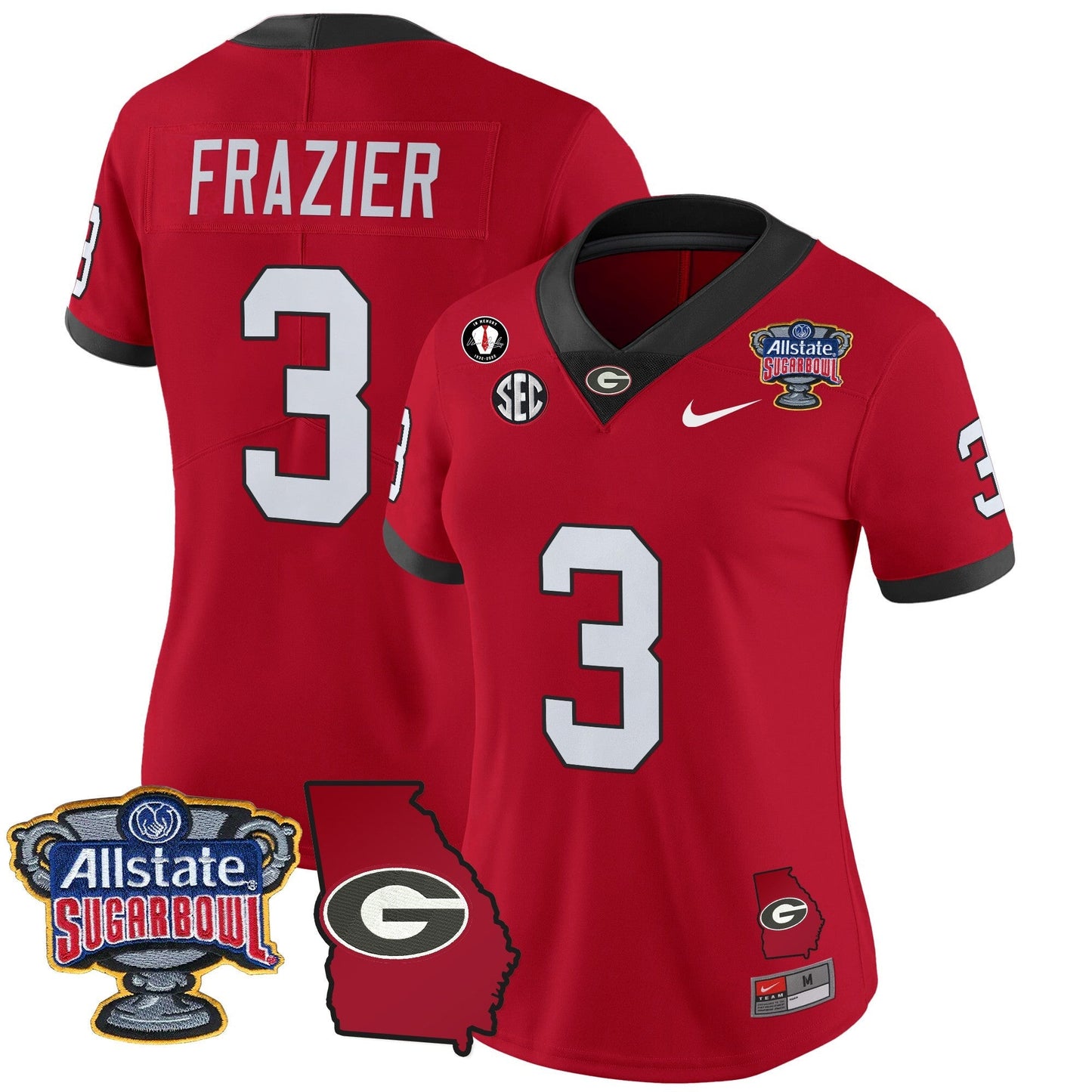Women's UGA 2025 Sugar Bowl & Georgia Map Patch Vapor Limited Jersey - All Stitched