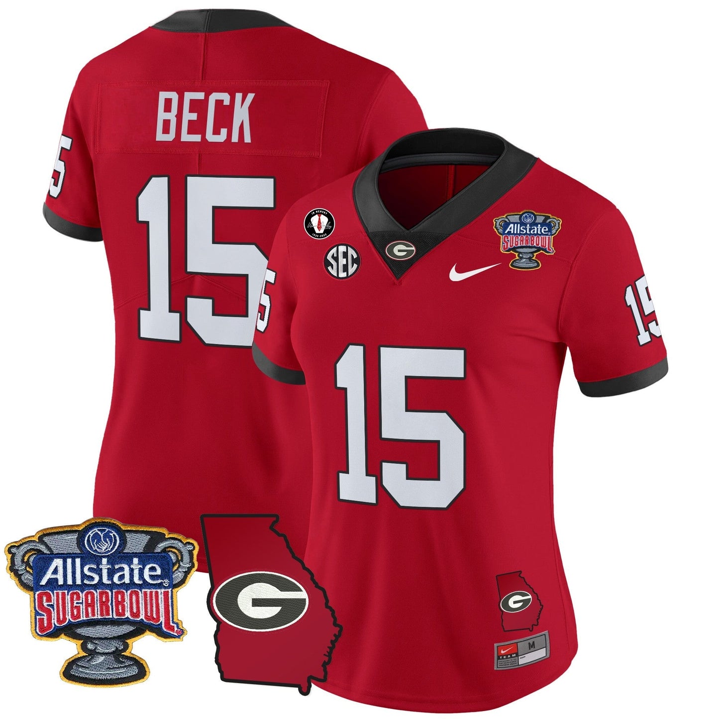 Women's UGA 2025 Sugar Bowl & Georgia Map Patch Vapor Limited Jersey - All Stitched