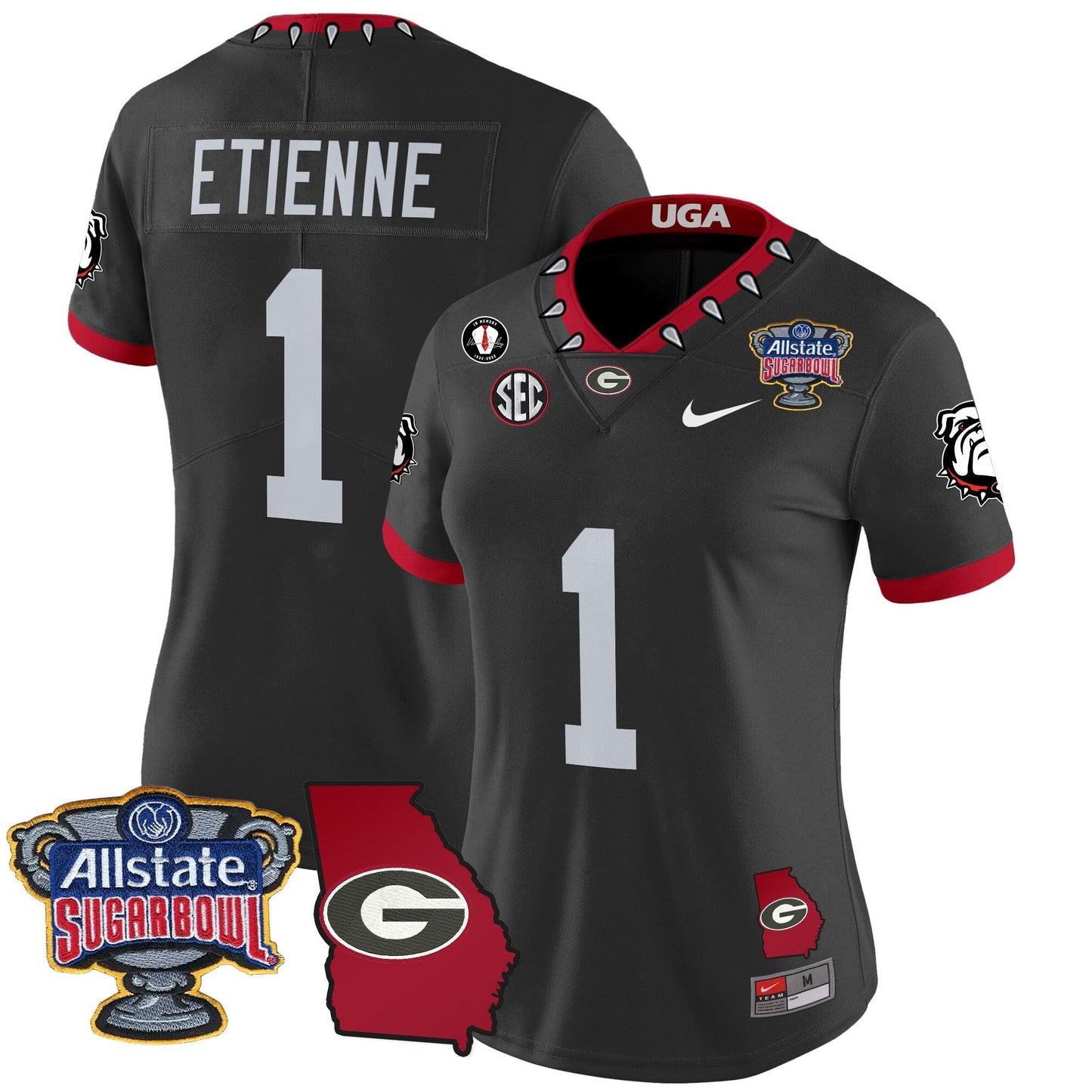 Women's UGA 2025 Sugar Bowl & Georgia Map Patch Vapor Limited Jersey - All Stitched