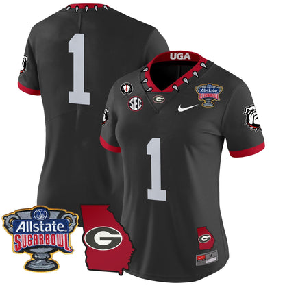 Women's UGA 2025 Sugar Bowl & Georgia Map Patch Vapor Limited Jersey - All Stitched