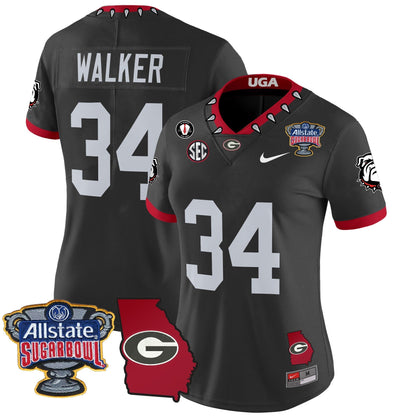 Women's UGA 2025 Sugar Bowl & Georgia Map Patch Vapor Limited Jersey - All Stitched