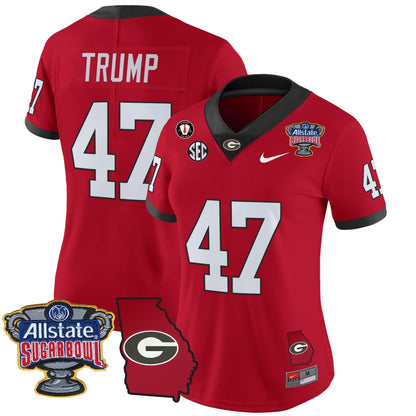 Women's UGA 2025 Sugar Bowl & Georgia Map Patch Vapor Limited Jersey - All Stitched