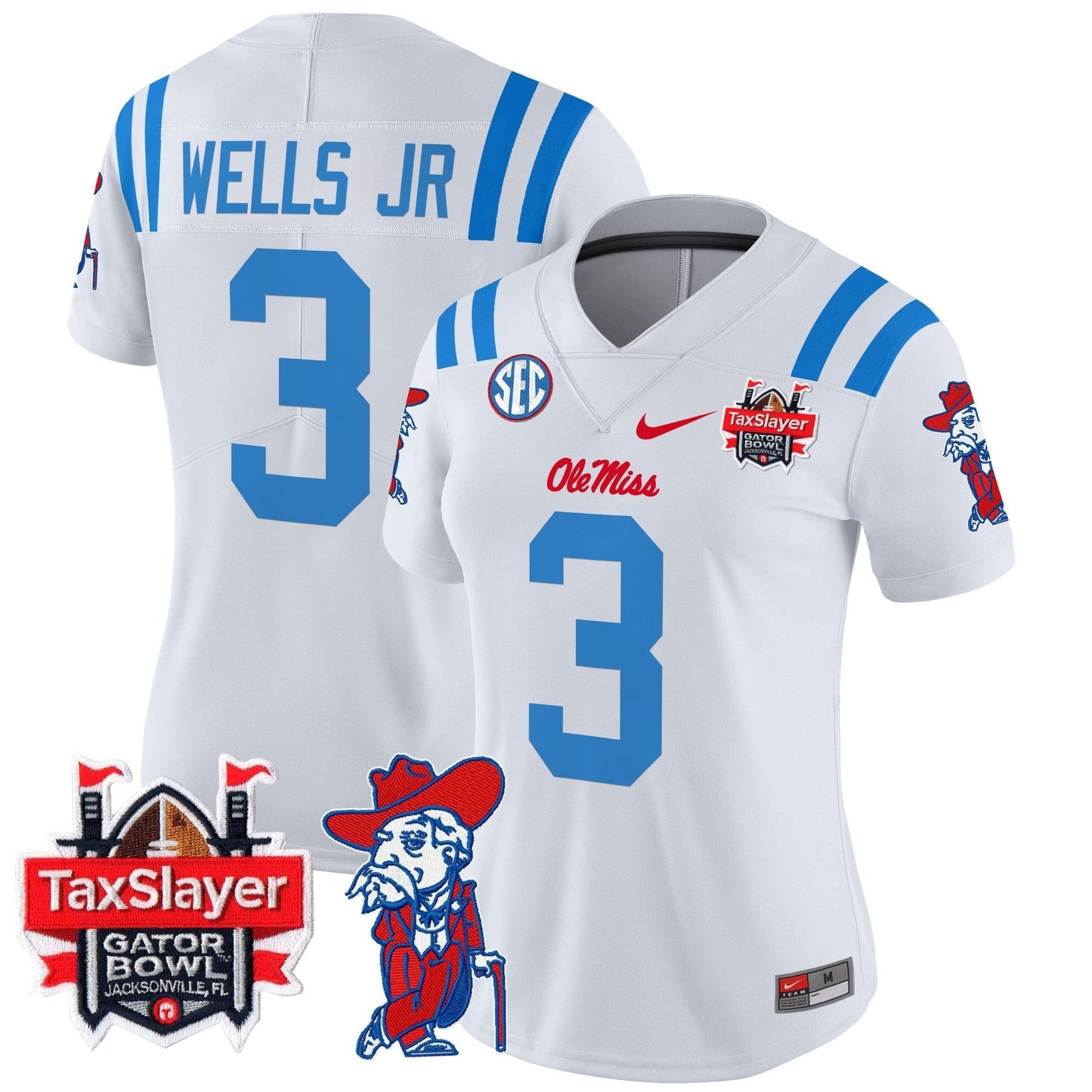 Women's Ole Miss Rebels 2025 Gator Bowl Patch Vapor Limited Jersey - All Stitched
