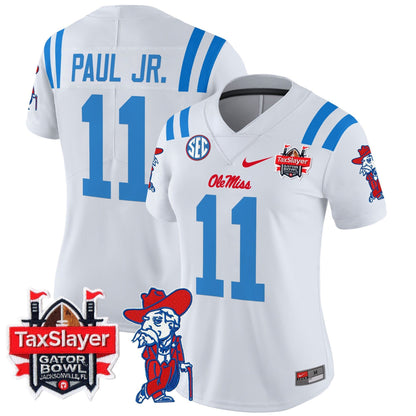 Women's Ole Miss Rebels 2025 Gator Bowl Patch Vapor Limited Jersey - All Stitched