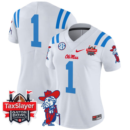 Women's Ole Miss Rebels 2025 Gator Bowl Patch Vapor Limited Jersey - All Stitched