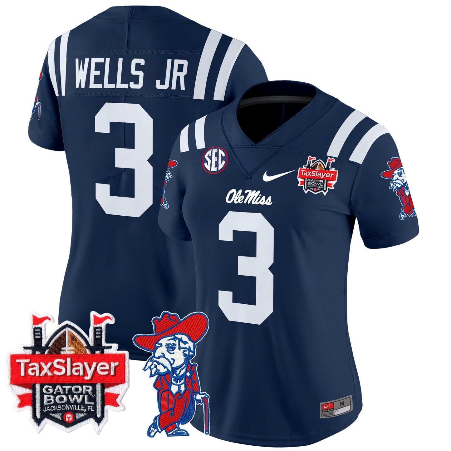 Women's Ole Miss Rebels 2025 Gator Bowl Patch Vapor Limited Jersey - All Stitched