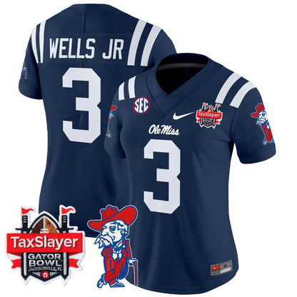 Women's Ole Miss Rebels 2025 Gator Bowl Patch Vapor Limited Jersey - All Stitched