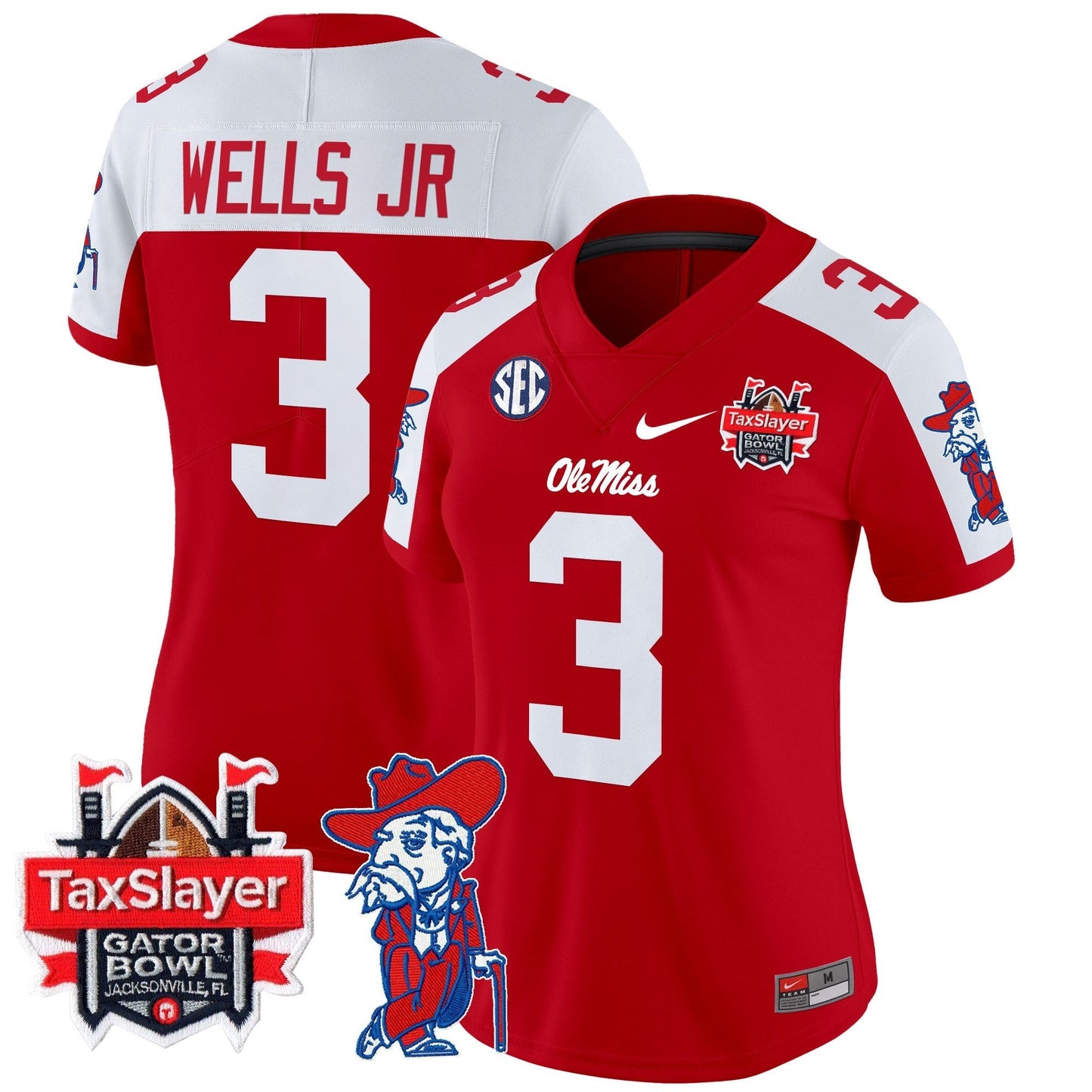 Women's Ole Miss Rebels 2025 Gator Bowl Patch Vapor Limited Jersey - All Stitched