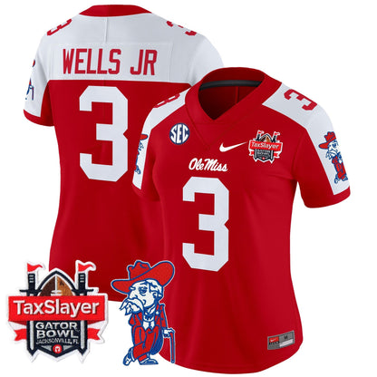 Women's Ole Miss Rebels 2025 Gator Bowl Patch Vapor Limited Jersey - All Stitched