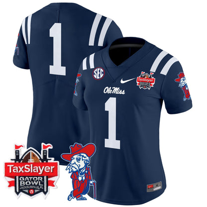 Women's Ole Miss Rebels 2025 Gator Bowl Patch Vapor Limited Jersey - All Stitched