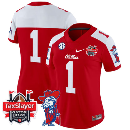 Women's Ole Miss Rebels 2025 Gator Bowl Patch Vapor Limited Jersey - All Stitched
