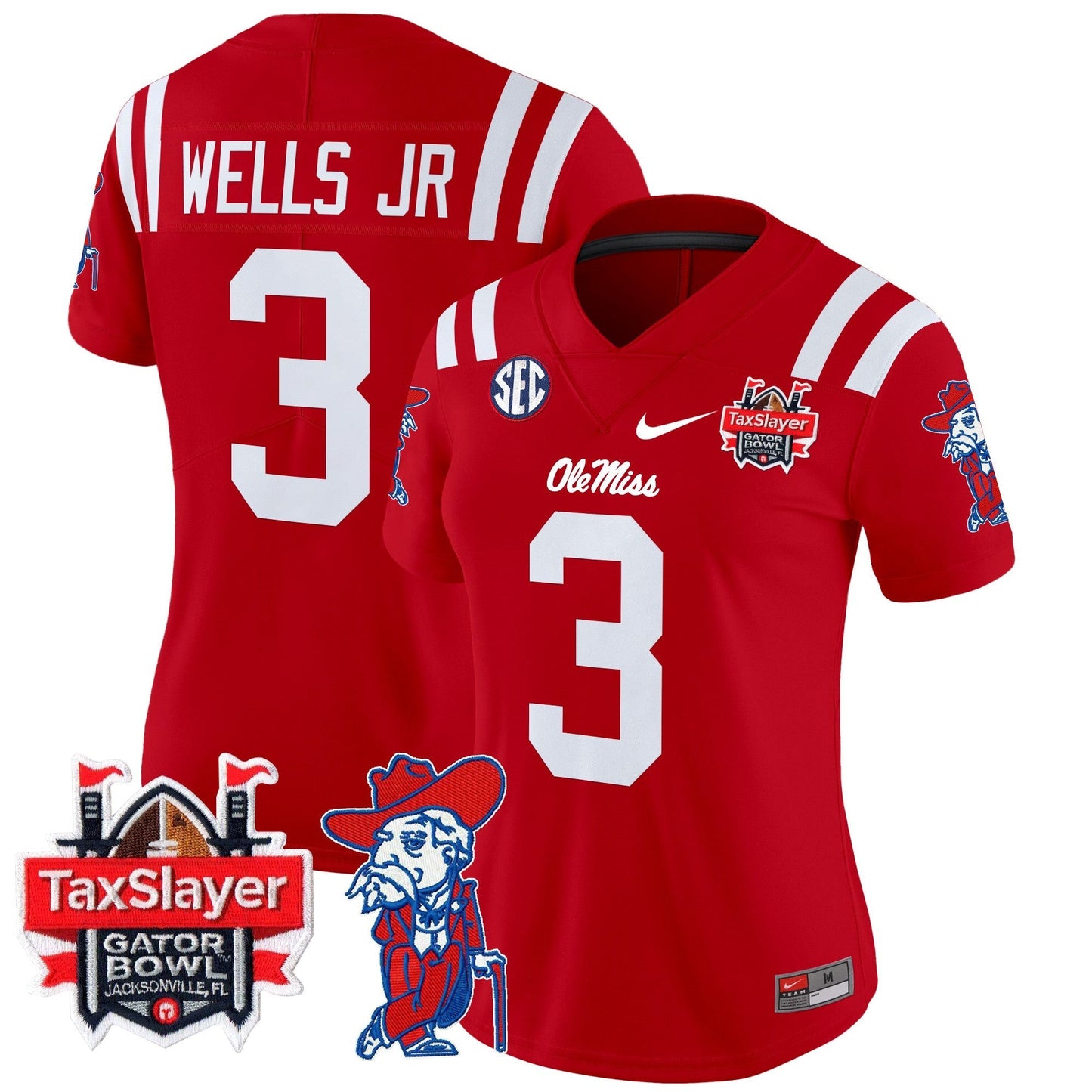 Women's Ole Miss Rebels 2025 Gator Bowl Patch Vapor Limited Jersey - All Stitched