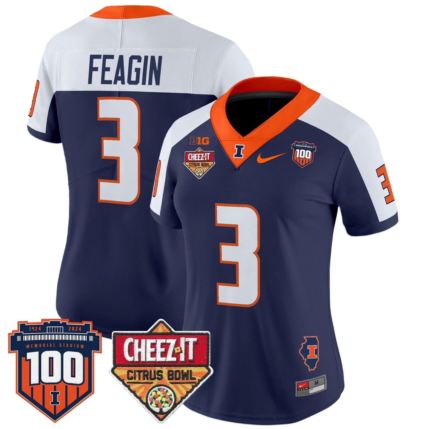 Women's ILL 2025 Cheez-It Citrus Bowl Patch Vapor Limited Jersey - All Stitched