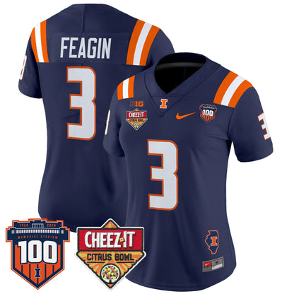 Women's ILL 2025 Cheez-It Citrus Bowl Patch Vapor Limited Jersey - All Stitched