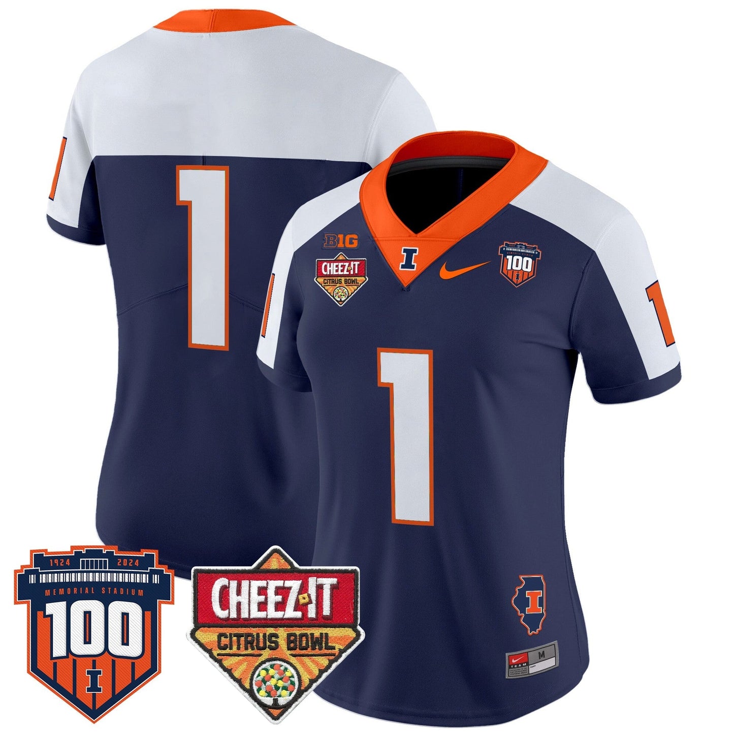 Women's ILL 2025 Cheez-It Citrus Bowl Patch Vapor Limited Jersey - All Stitched
