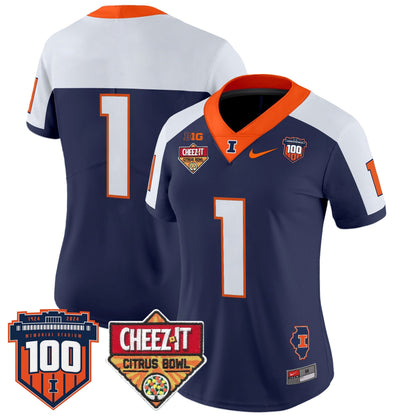 Women's ILL 2025 Cheez-It Citrus Bowl Patch Vapor Limited Jersey - All Stitched