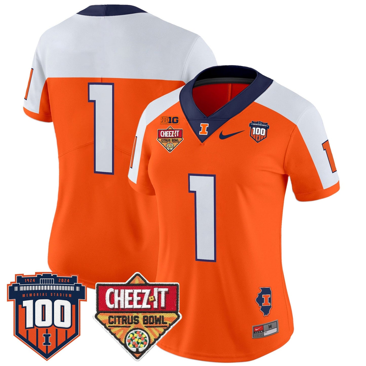 Women's ILL 2025 Cheez-It Citrus Bowl Patch Vapor Limited Jersey - All Stitched