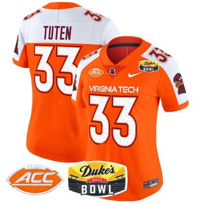 Women's Virginia Tech Hokies 2025 Duke's Mayo Bowl Patch Vapor Limited Jersey - All Stitched