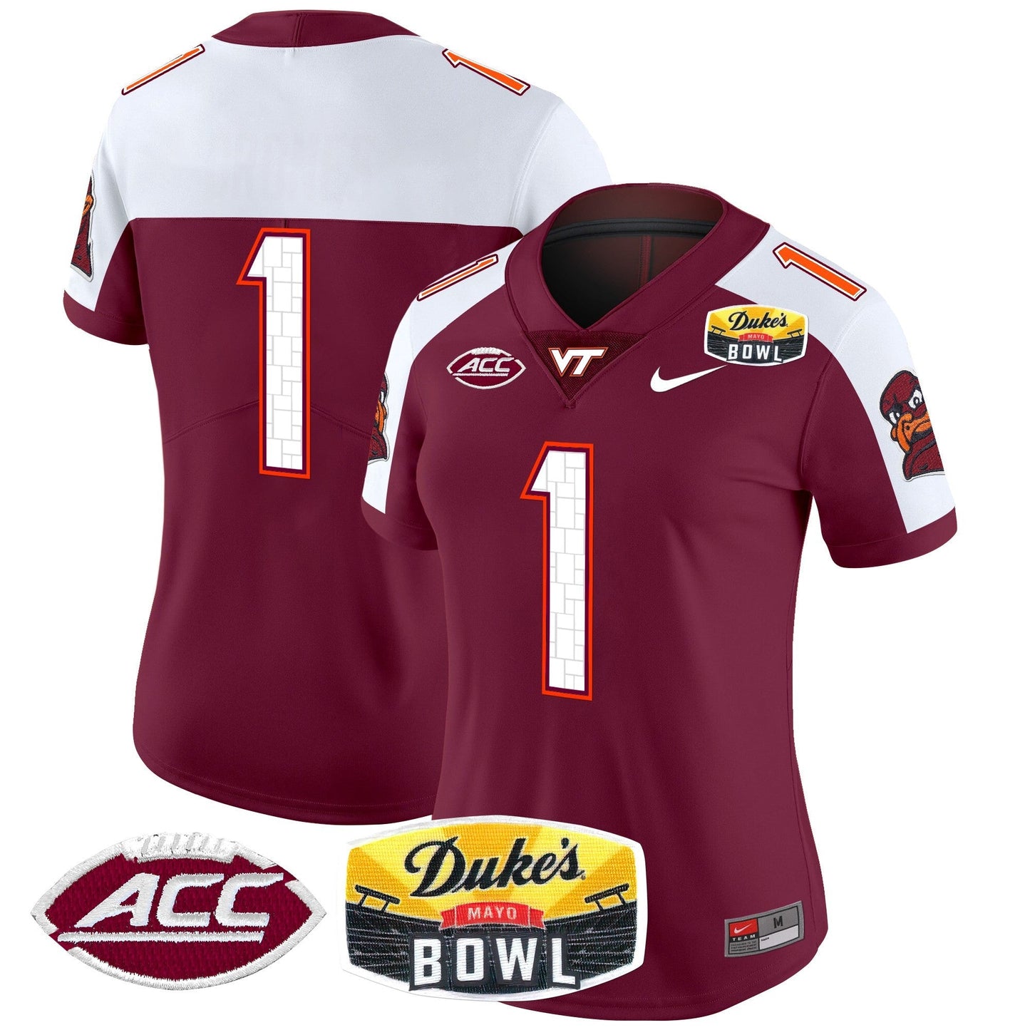 Women's Virginia Tech Hokies 2025 Duke's Mayo Bowl Patch Vapor Limited Jersey - All Stitched