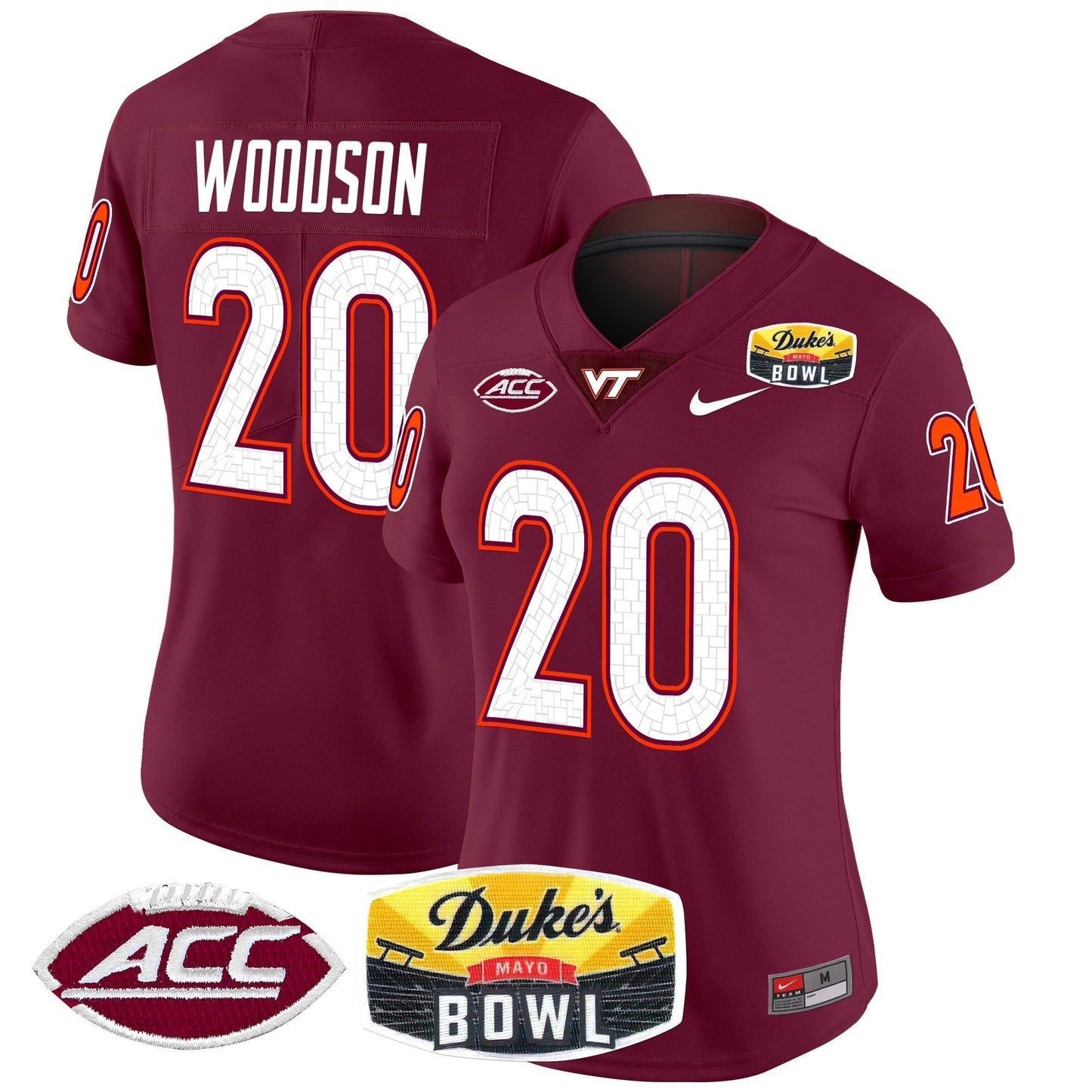 Women's Virginia Tech Hokies 2025 Duke's Mayo Bowl Patch Vapor Limited Jersey - All Stitched
