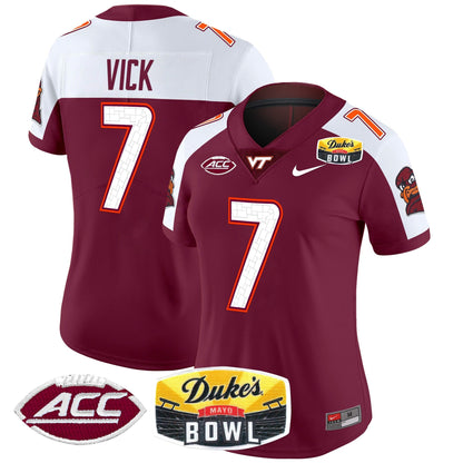 Women's Virginia Tech Hokies 2025 Duke's Mayo Bowl Patch Vapor Limited Jersey - All Stitched