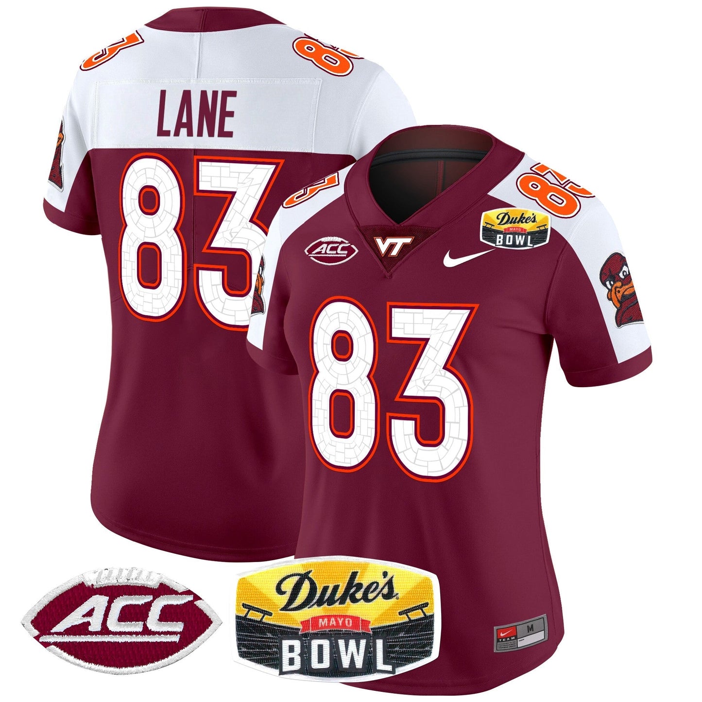 Women's Virginia Tech Hokies 2025 Duke's Mayo Bowl Patch Vapor Limited Jersey - All Stitched