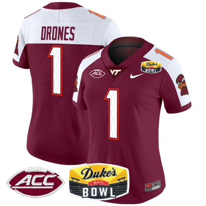 Women's Virginia Tech Hokies 2025 Duke's Mayo Bowl Patch Vapor Limited Jersey - All Stitched
