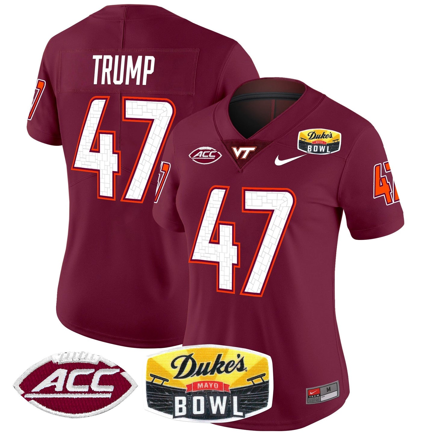 Women's Virginia Tech Hokies 2025 Duke's Mayo Bowl Patch Vapor Limited Jersey - All Stitched