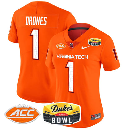 Women's Virginia Tech Hokies 2025 Duke's Mayo Bowl Patch Vapor Limited Jersey - All Stitched