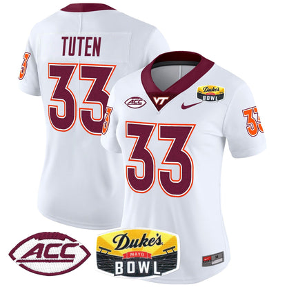 Women's Virginia Tech Hokies 2025 Duke's Mayo Bowl Patch Vapor Limited Jersey - All Stitched