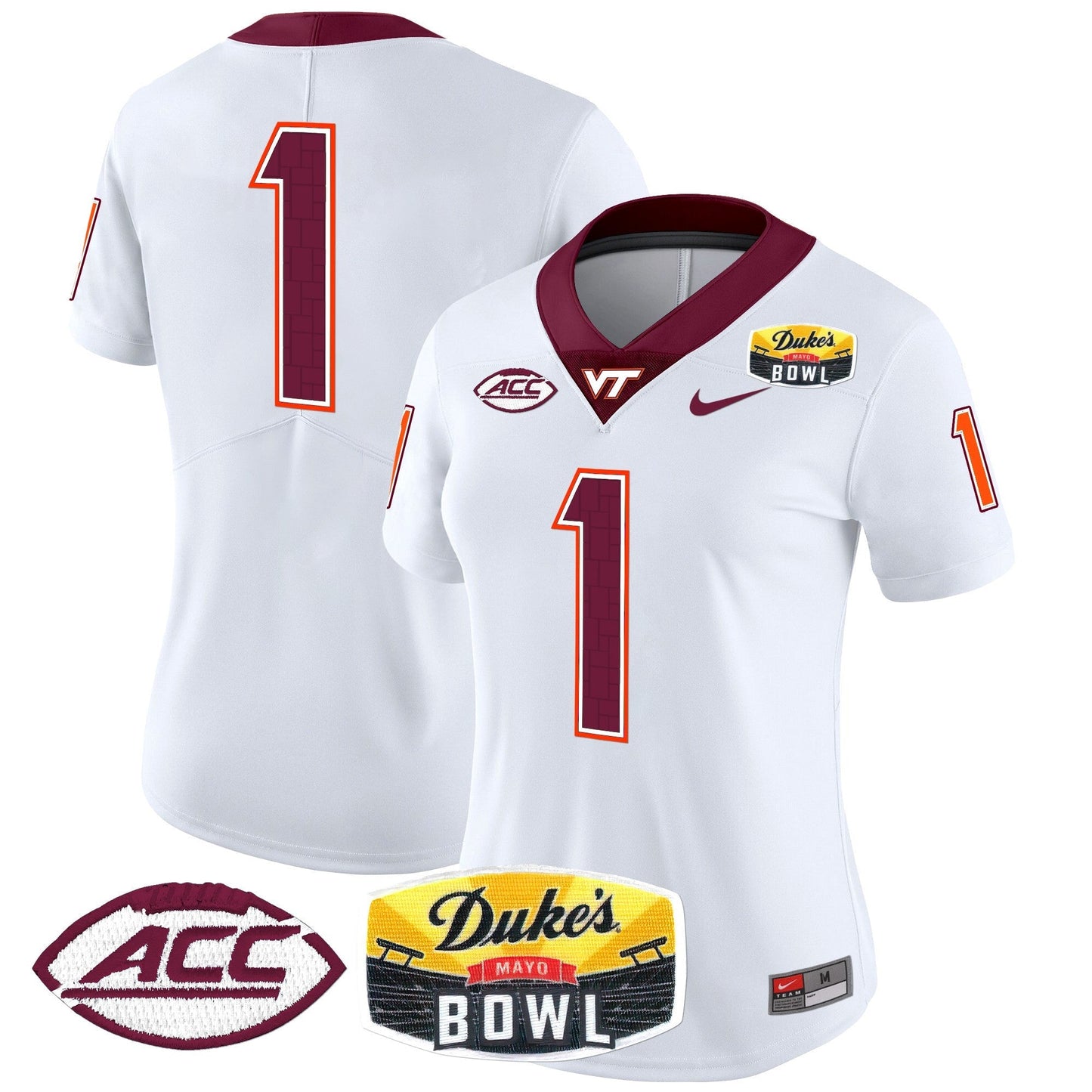 Women's Virginia Tech Hokies 2025 Duke's Mayo Bowl Patch Vapor Limited Jersey - All Stitched
