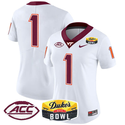 Women's Virginia Tech Hokies 2025 Duke's Mayo Bowl Patch Vapor Limited Jersey - All Stitched