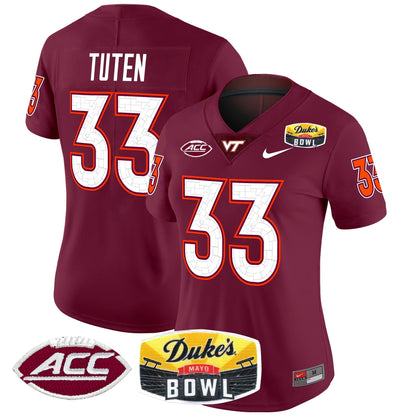 Women's Virginia Tech Hokies 2025 Duke's Mayo Bowl Patch Vapor Limited Jersey - All Stitched
