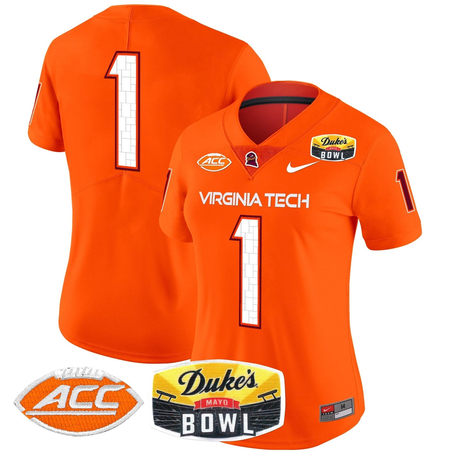 Women's Virginia Tech Hokies 2025 Duke's Mayo Bowl Patch Vapor Limited Jersey - All Stitched