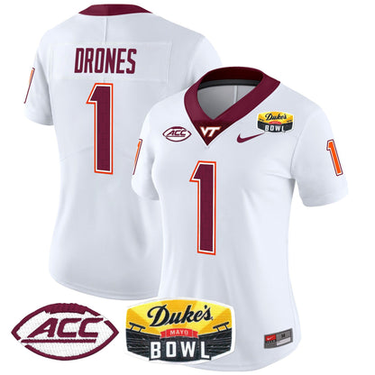 Women's Virginia Tech Hokies 2025 Duke's Mayo Bowl Patch Vapor Limited Jersey - All Stitched