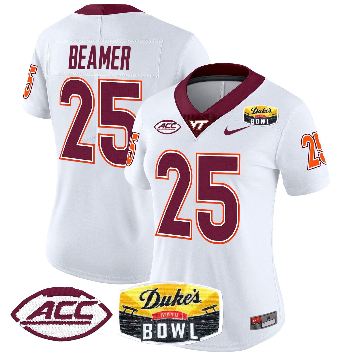 Women's Virginia Tech Hokies 2025 Duke's Mayo Bowl Patch Vapor Limited Jersey - All Stitched