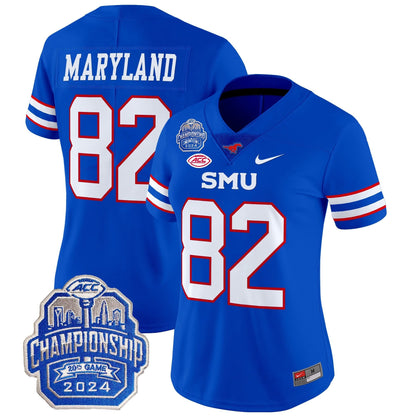 Women's SMU Mustangs 2024 ACC Championship Patch Vapor Limited Jersey - All Stitched