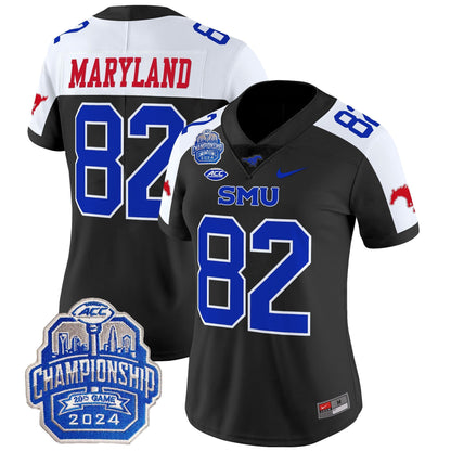 Women's SMU Mustangs 2024 ACC Championship Patch Vapor Limited Jersey - All Stitched