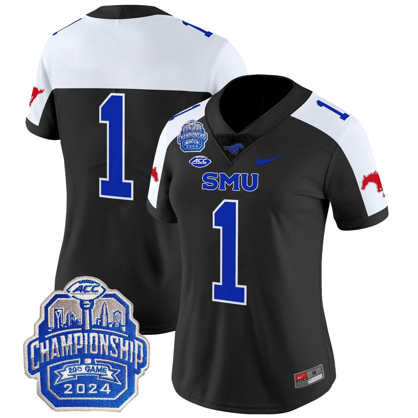 Women's SMU Mustangs 2024 ACC Championship Patch Vapor Limited Jersey - All Stitched