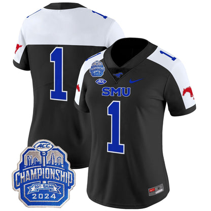 Women's SMU Mustangs 2024 ACC Championship Patch Vapor Limited Jersey - All Stitched
