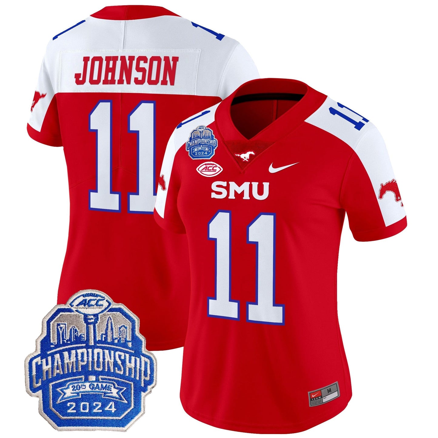 Women's SMU Mustangs 2024 ACC Championship Patch Vapor Limited Jersey - All Stitched