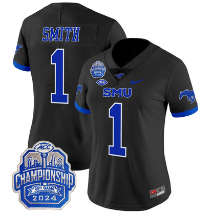 Women's SMU Mustangs 2024 ACC Championship Patch Vapor Limited Jersey - All Stitched