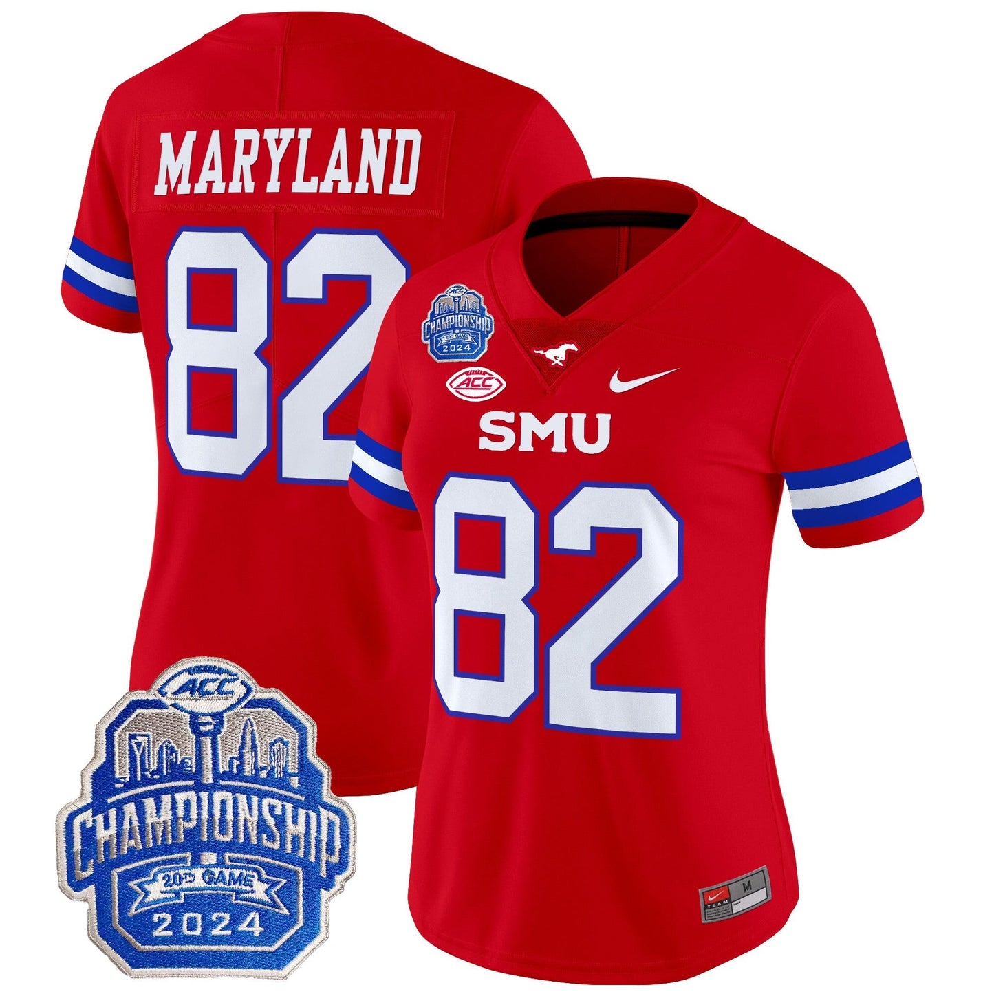 Women's SMU Mustangs 2024 ACC Championship Patch Vapor Limited Jersey - All Stitched